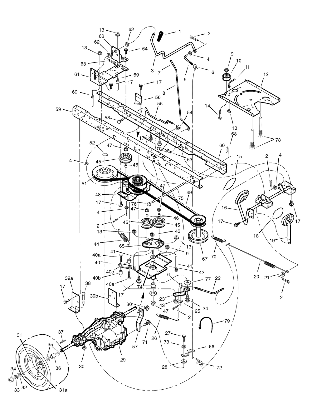 Motion Drive Diagram and Parts List for 465617X51A 2007 Briggs and Stratton Lawn Tractor